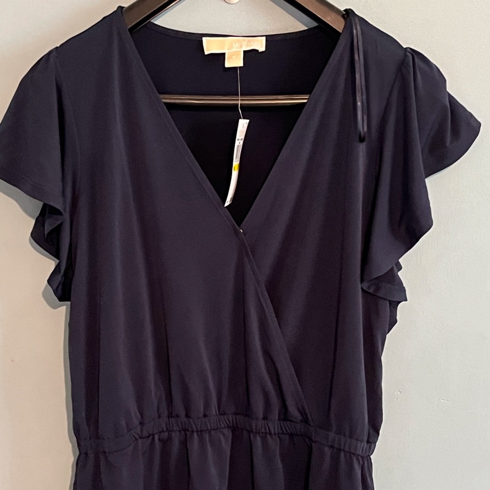SELLING MICHAEL KORS BLOUSE SIZE M COLOR NAVY BLUE ELASTIC WAIST BAND FOR WOMEN